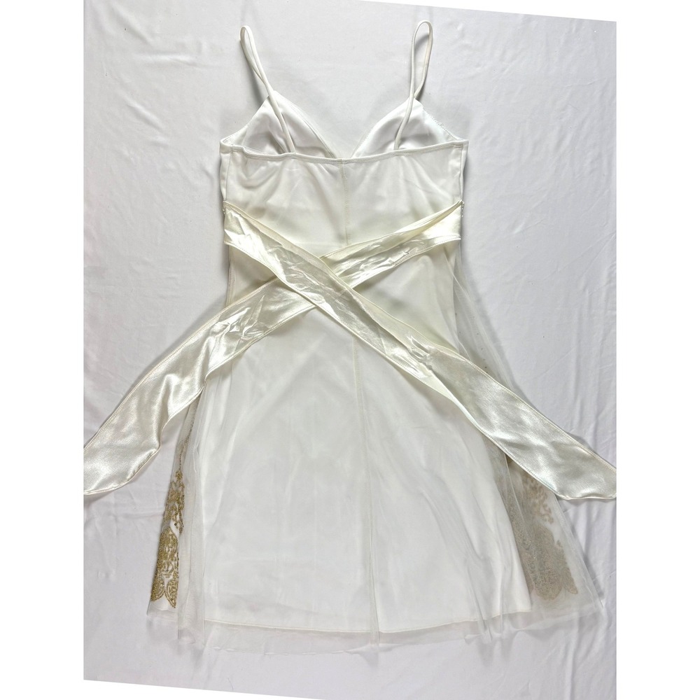 Vintage Y2K Taboo White Embellished‎ Dress M Babydoll Ethereal Hoco Coquettte - Picture 10 of 11